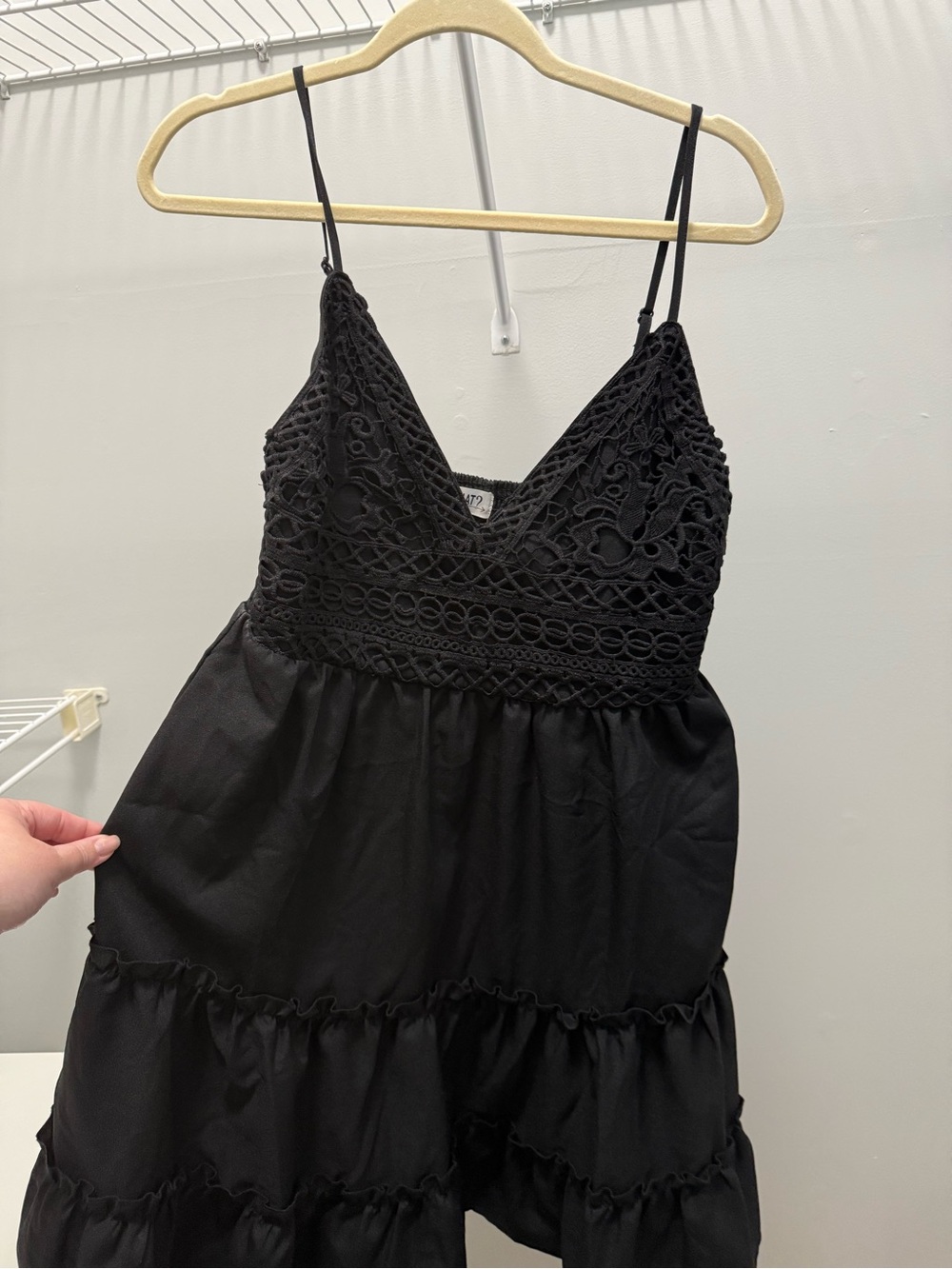 Say What? Black Crocheted Lace V-Neck Mini Dress